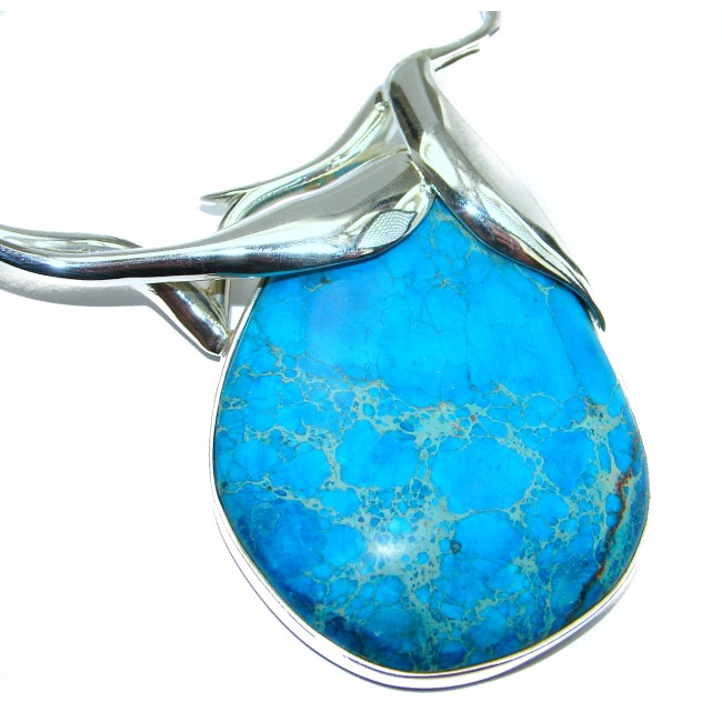 Julietta Blue Sea Sediment Jasper oxidized .925 Sterling Silver handmade necklace