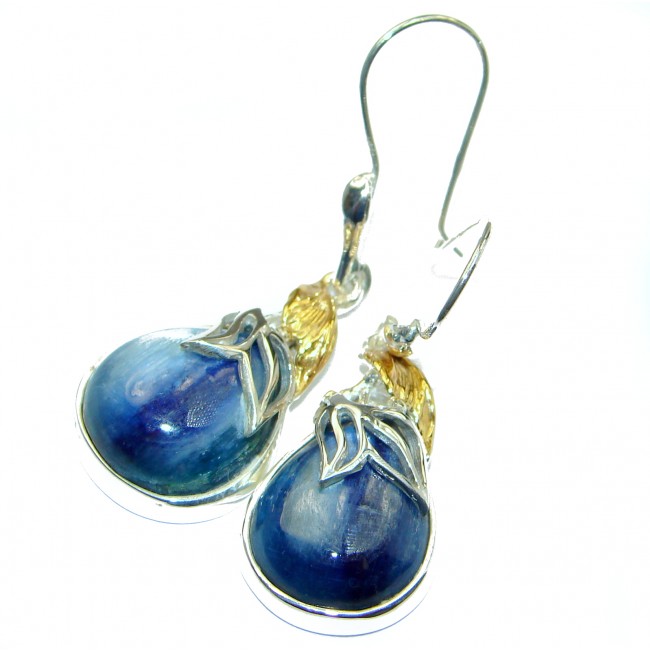 Floral Design Kyanite 14K Gold over .925 Sterling Silver handcrafted earrings
