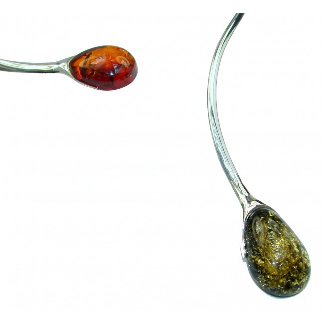 Huge Touch the Earth Natural Polish Amber .925 Sterling Silver handcrafted necklace