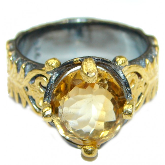 Natural Citrine 14K Gold over .925 Sterling Silver handcrafted Ring s. 7