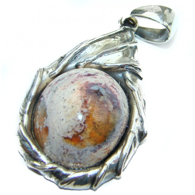 INCREDIBLE Natural Mexican Fire Opal .925 Sterling Silver handmade Pendant