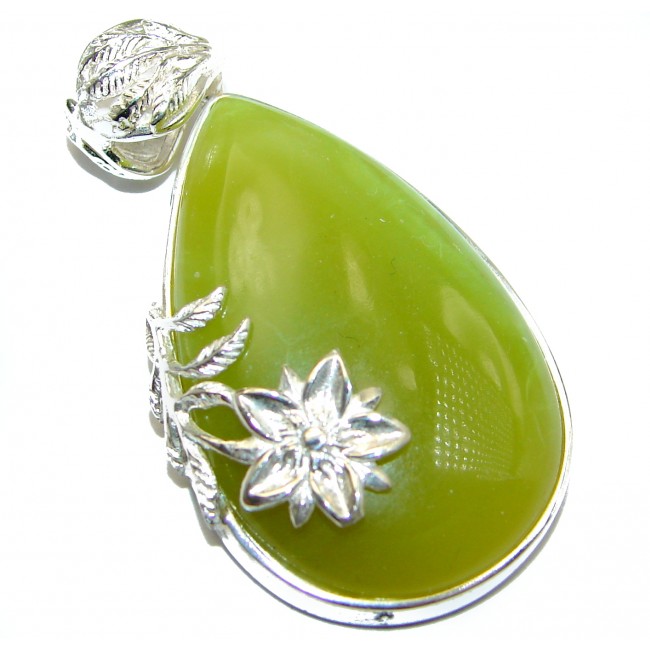 Unique African Green Opal .925 Sterling Silver handcrafted Pendant