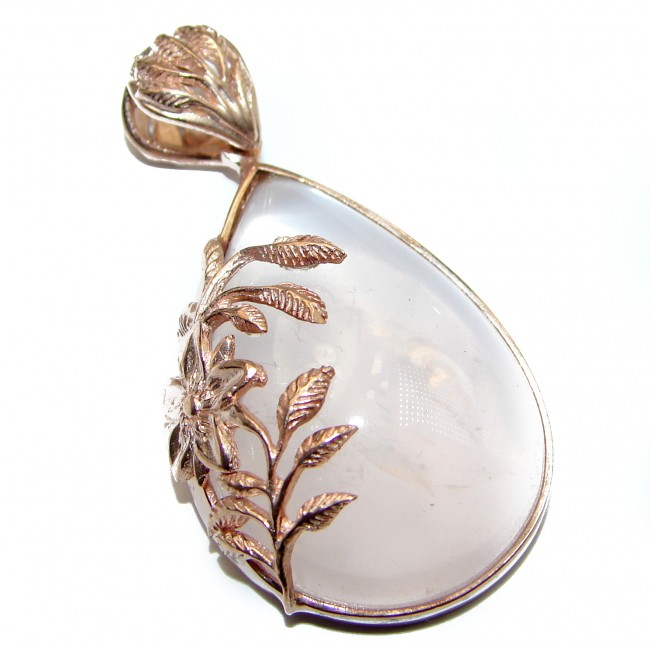 Timeless Beauty Rose Quartz Gold over .925 Sterling Silver handcrafted Pendant