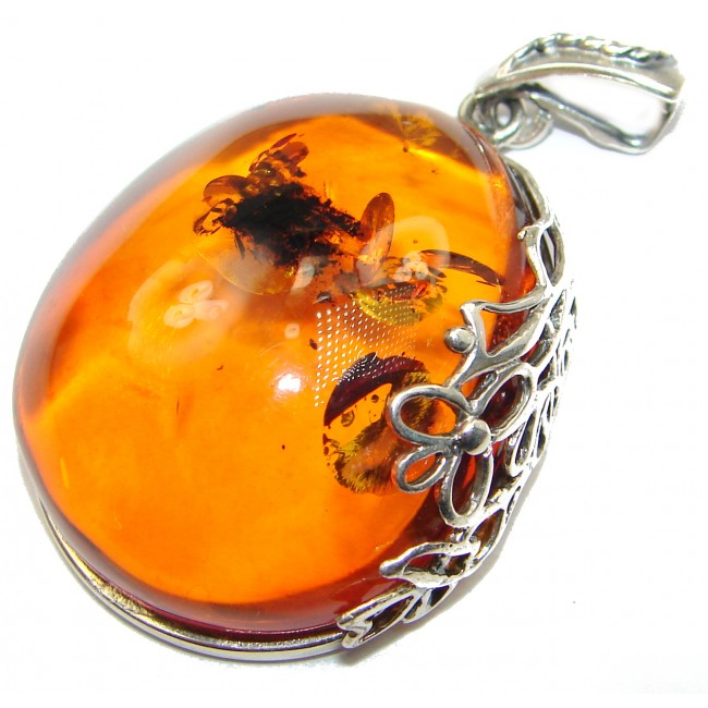 Very Rare Natural Baltic Amber .925 Sterling Silver handmade Pendant
