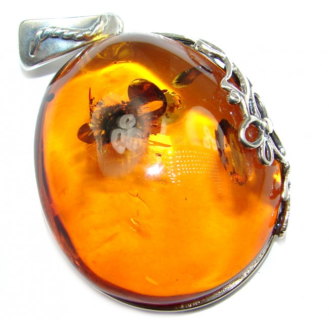 Very Rare Natural Baltic Amber .925 Sterling Silver handmade Pendant