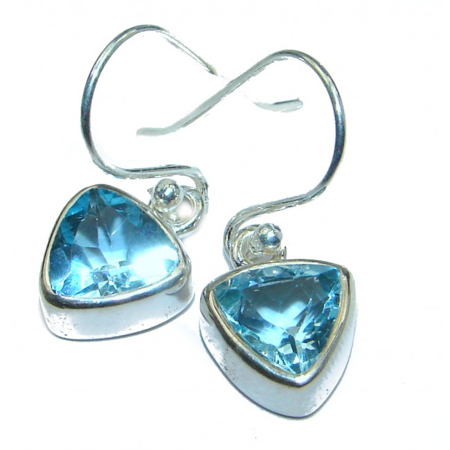 Perfect Swiss Blue Topaz .925 Sterling Silver handmade earrings