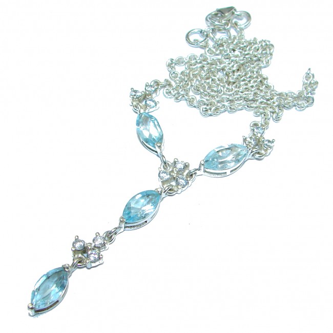 Ocean Inspired genuine Swiss Blue Topaz .925 Sterling Silver handmade necklace