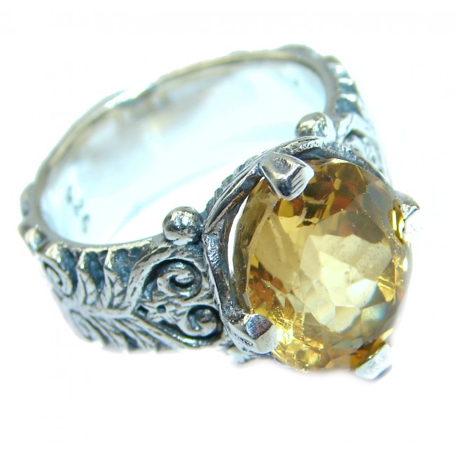 Vintage Style Natural Citrine .925 Sterling Silver handcrafted Ring s. 6