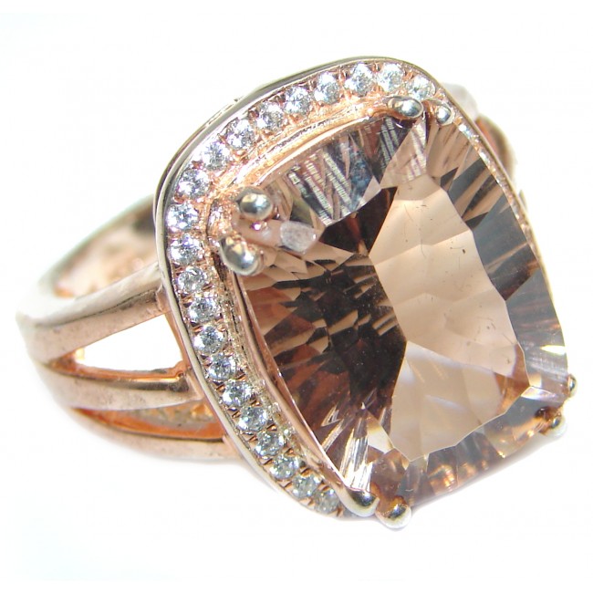 Blush Morganite 14K Rose Gold over .925 Sterling Silver handcrafted ring s. 7 1/2