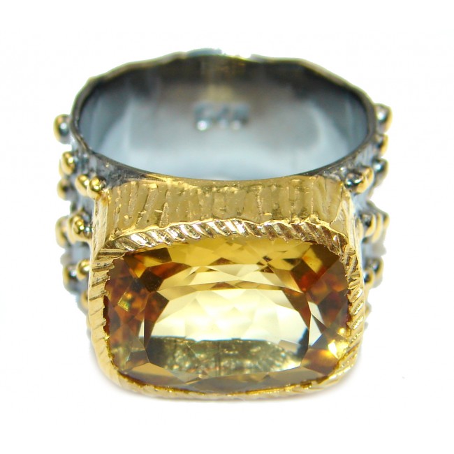 Natural 25 ct. Citrine 14K Gold over .925 Sterling Silver handcrafted Ring s. 6 1/4
