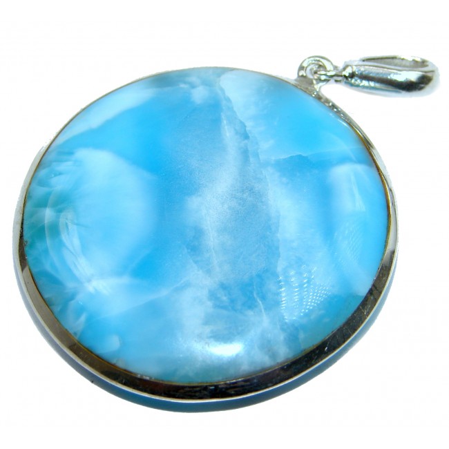 HUGE Blue Moon authentic 150ct Larimar .925 Sterling Silver handmade pendant