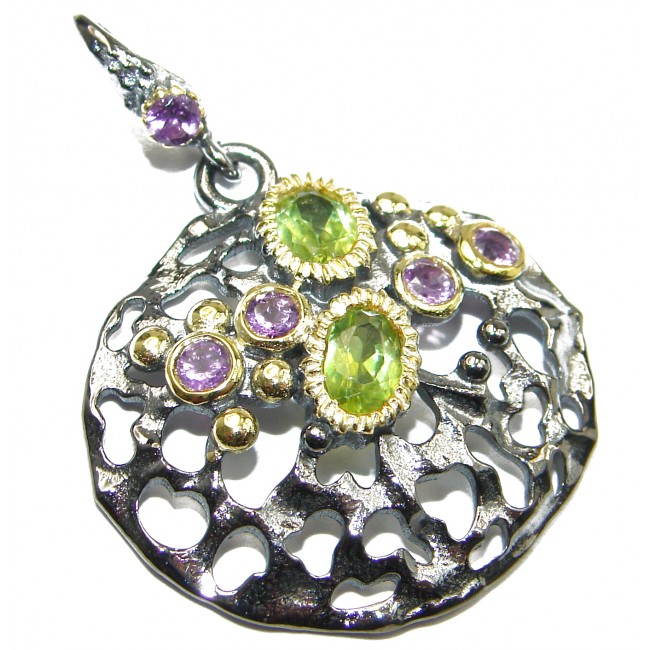 Pure Joy Amethyst Peridot 14K Gold over .925 Sterling Silver handcrafted Pendant