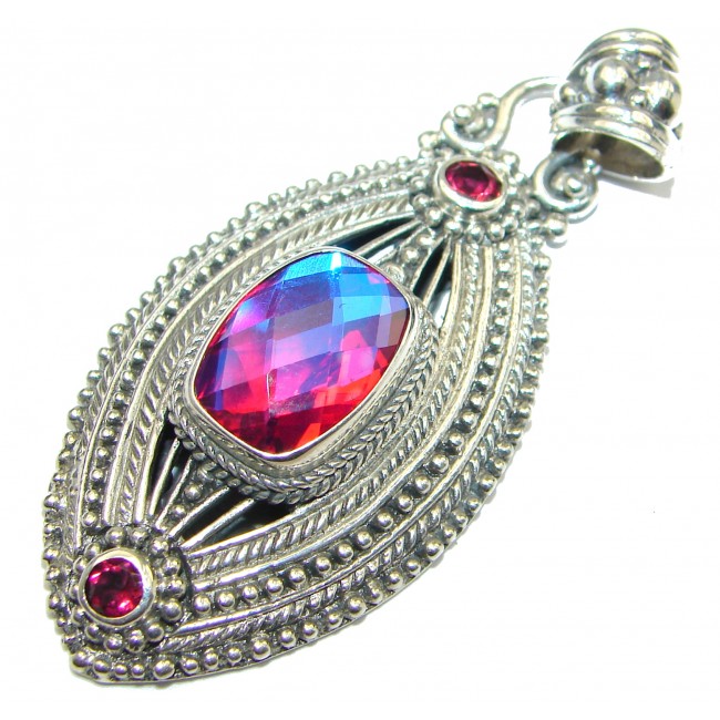 Authentic Volcanic Pink Topaz .925 Coral Sterling Silver handmade pendant