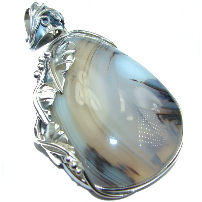 Huge BOTSWANA Agate .925 Sterling Silver handcrafted Pendant