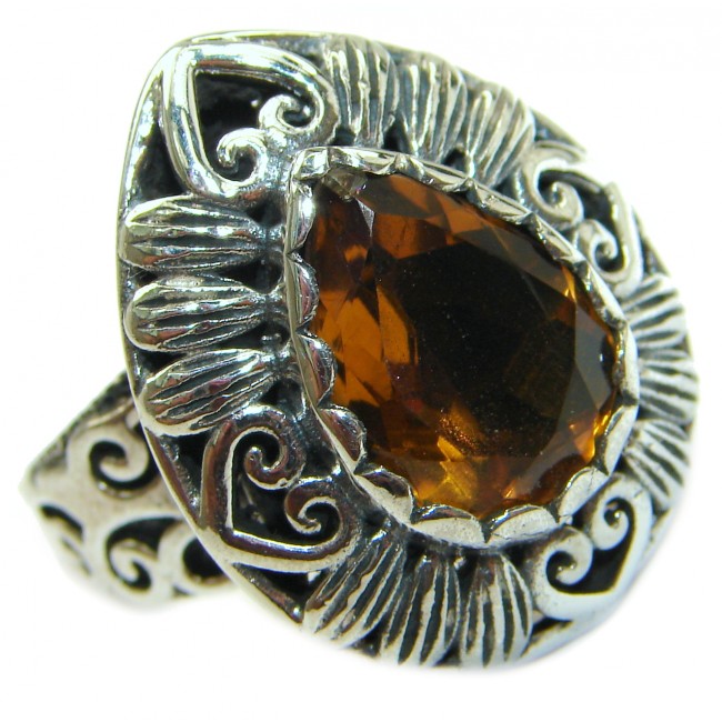 Natural Champagne Topaz .925 Sterling Silver handcrafted Ring s. 8