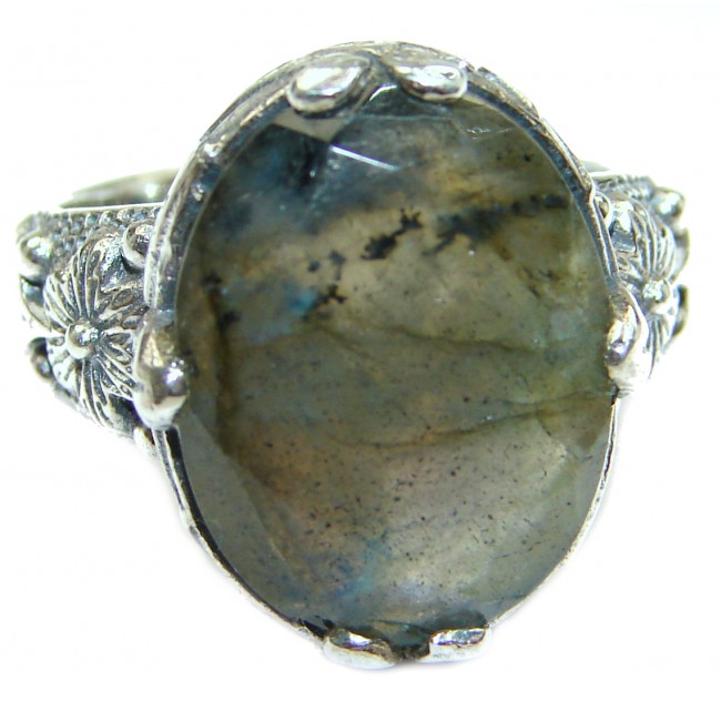 Labradorite .925 Sterling Silver Bali handmade ring size 7 1/4
