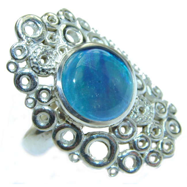 Doublet Opal .925 Sterling Silver handmade Cocktail Ring s. 7 adjustable