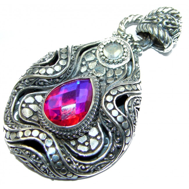 Authentic Volcanic Pink Topaz .925 Sterling Silver handmade pendant