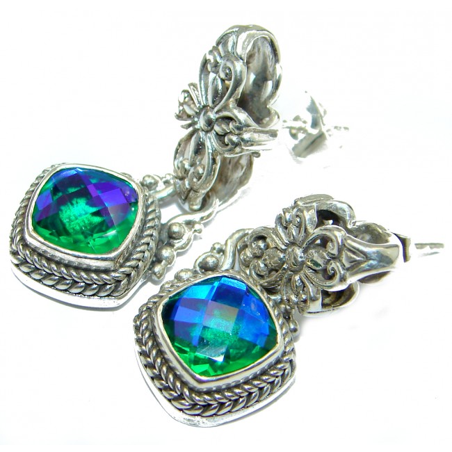 Volcanic Aqua Topaz .925 Sterling Silver handmade earrings