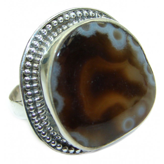 Excellent quality Crazy Lace Agate .925 Sterling Silver Ring s. 10 1/4