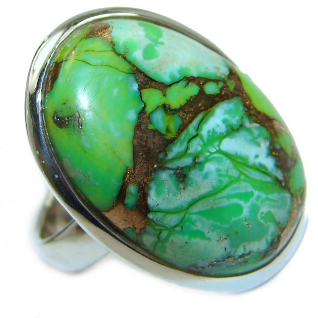 Green Turquoise .925 Sterling Silver handmade Ring s. 8