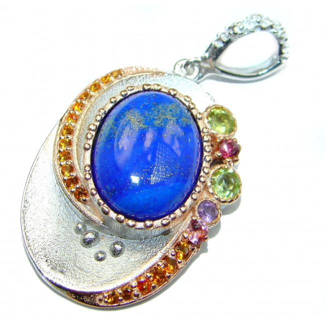 Perfect Natural Lapis Lazuli .925 Sterling Silver handcrafted Pendant