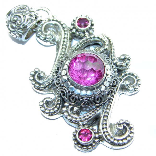 Vintage Design Pink Magic Topaz .925 Sterling Silver handcrafted Pendant