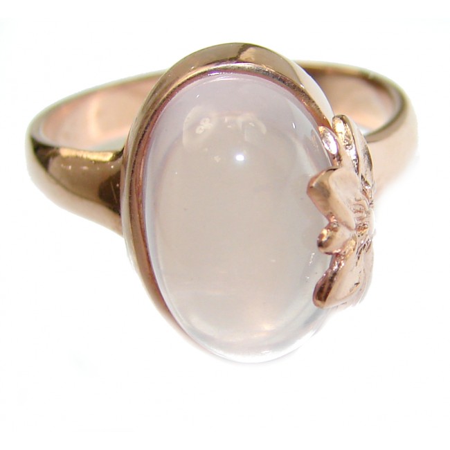Best Quality Rose Quartz Rose Gold over .925 Sterling Silver handcrafted ring s. 7 3/4