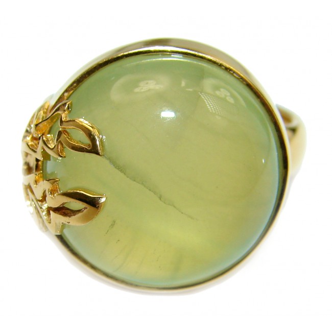 Natural Moss Prehnite 14K Gold over .925 Sterling Silver handmade ring s. 8