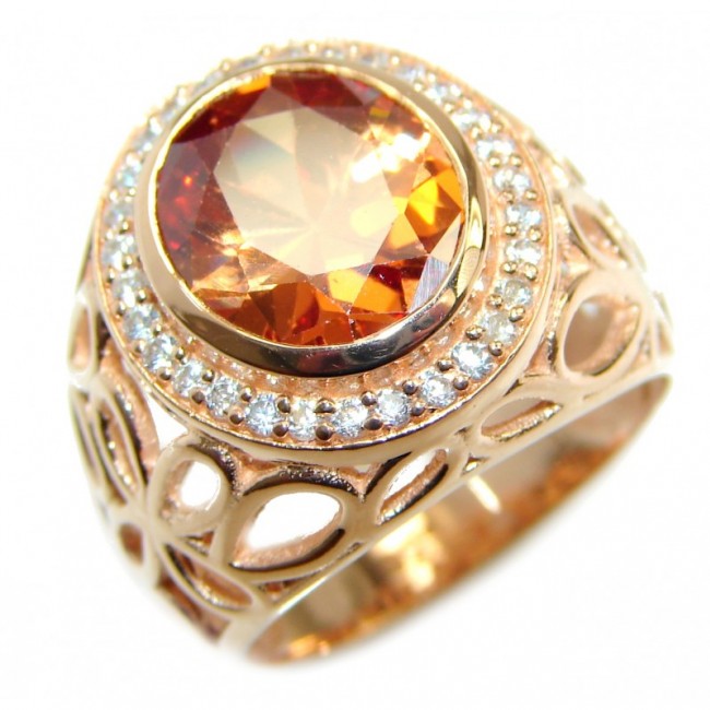 Exotic Golden Topaz Gold over .925 Sterling Silver handcrafted Ring s. 6 1/4