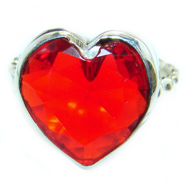 Sweet Heart Red Topaz .925 Silver handcrafted Ring s. 6