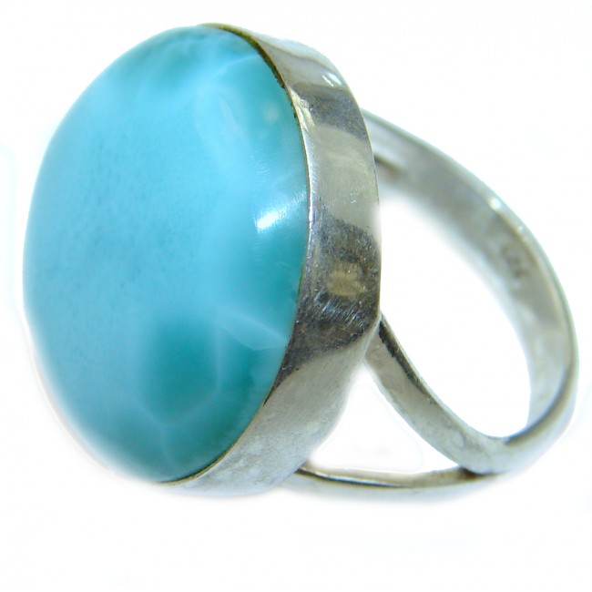 Larimar oxidized .925 Sterling Silver handcrafted ring size 7