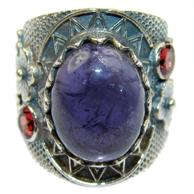 Chunky Authentic Australian Tanzanite .925 Sterling Silver handmade Ring s. 7