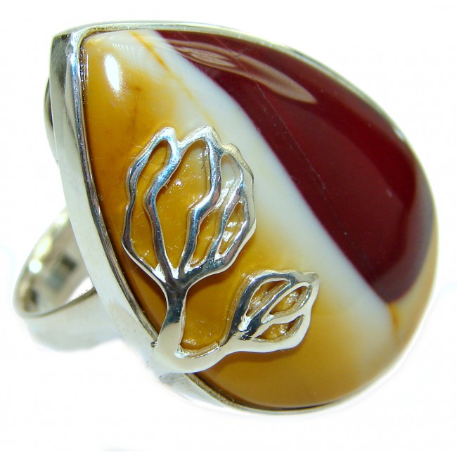 Huge Boho style Mookaite .925 Sterling Silver handmade ring size 7 1/2