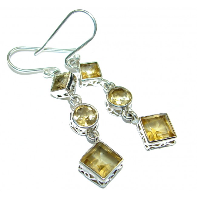 Handcrafted Yellow Golden Topaz .925 Sterling Silver earrings