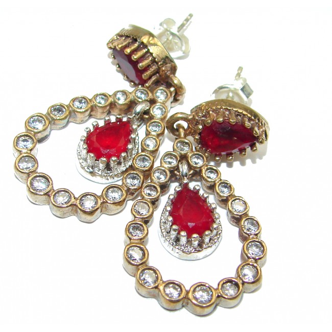 Trendy created Ruby Sterling Silver handmade earrings