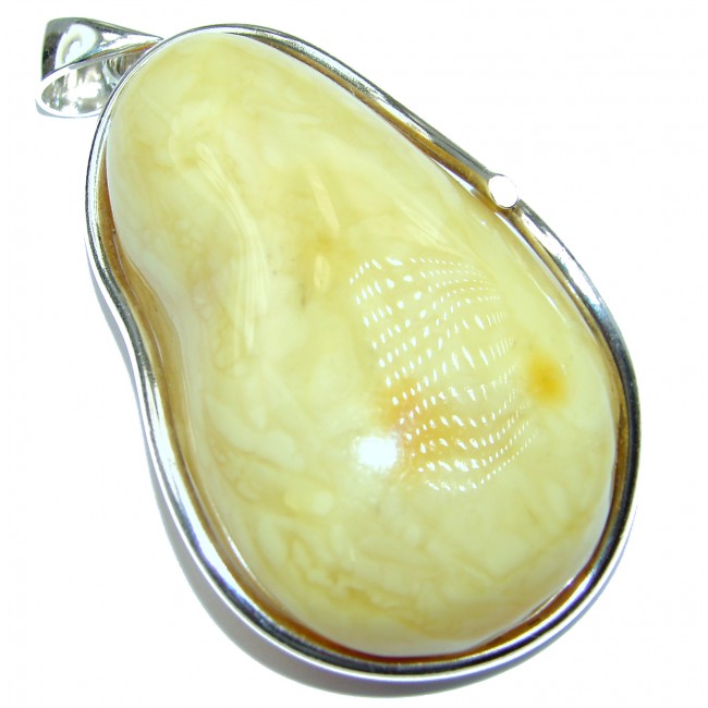 ROYAL QUALITY Natural Baltic Butterscotch Amber .925 Sterling Silver handmade Pendant