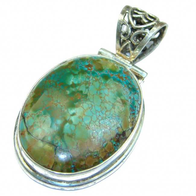Exquisite Carico Lake Turquoise .925 Sterling Silver handmade Pendant