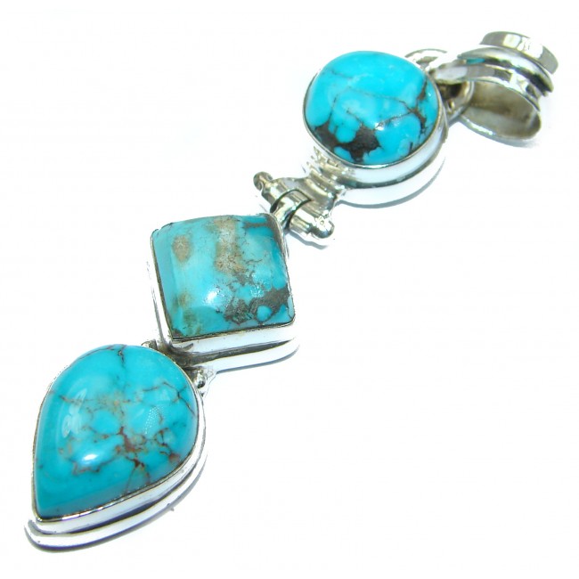 Exquisite authentic Turquoise .925 Sterling Silver handmade Pendant