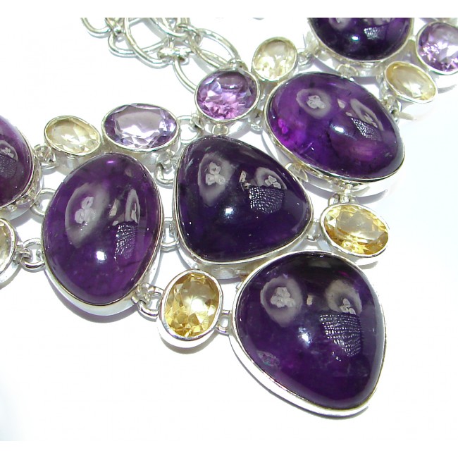 You and Me HUGE Natural Amethyst Citrine .925 Sterling Silver handcrafted necklace