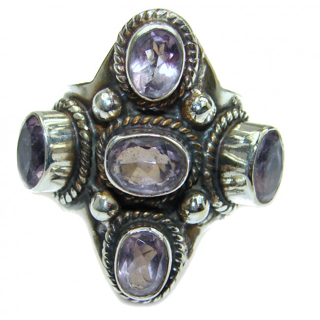 Spectacular Amethyst .925 Sterling Silver handcrafted Ring size 8