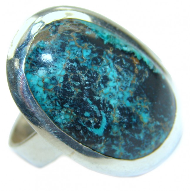 Huge Turquoise .925 Sterling Silver ring; s. 9