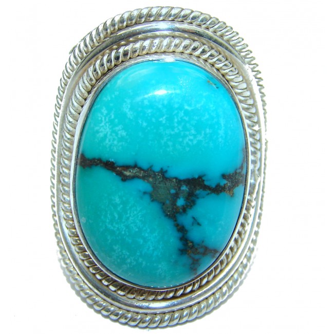 Huge authentic Turquoise .925 Sterling Silver ring; s. 8 3/4