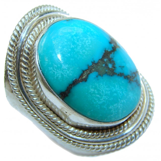 Huge authentic Turquoise .925 Sterling Silver ring; s. 8 3/4