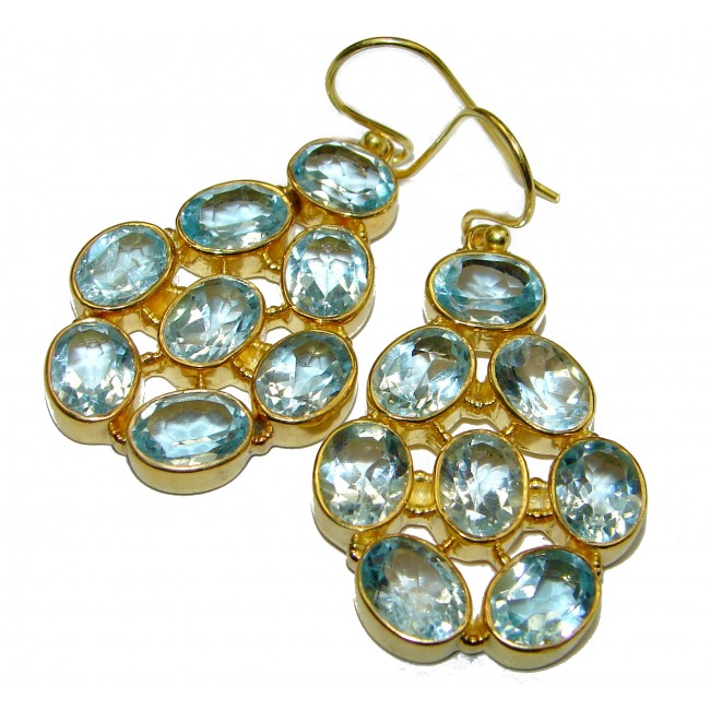Summer Sky Swiss Blue Topaz Gold over .925 Sterling Silver handcrafted earrings