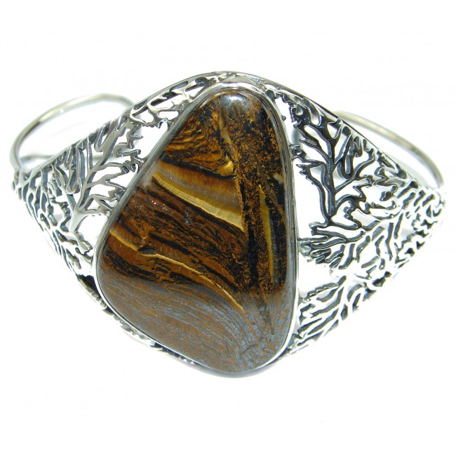 Gorgeous Golden Tigers Eye .925 Sterling Silver handcrafted Bracelet / Cuff