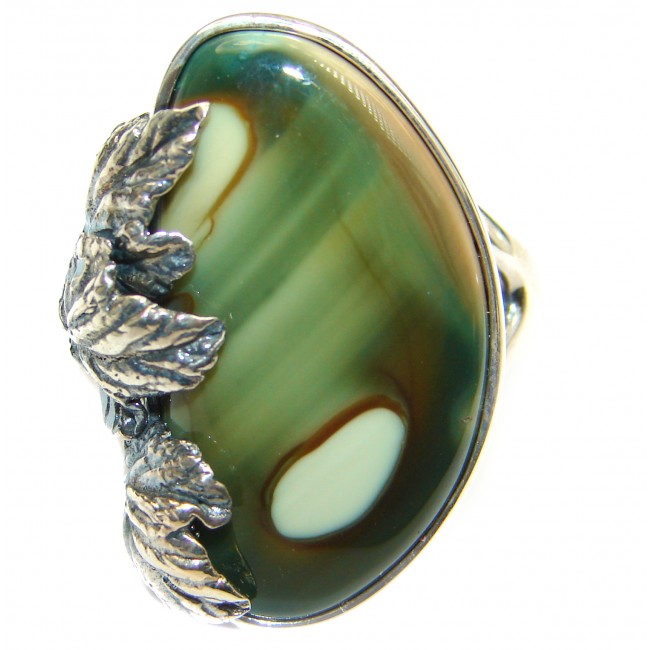 Incredible Imperial Jasper .925 Sterling Silver ring s. 8