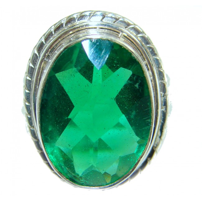 Exotic Green quartz .925 Silver Ring s. 7