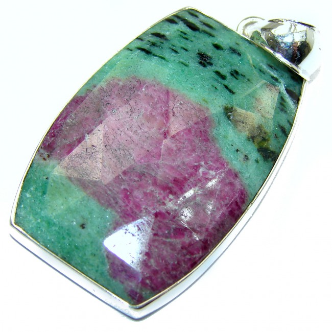 Amazing 150ct Ruby in Zoisite .925 Sterling Silver handmade Pendant