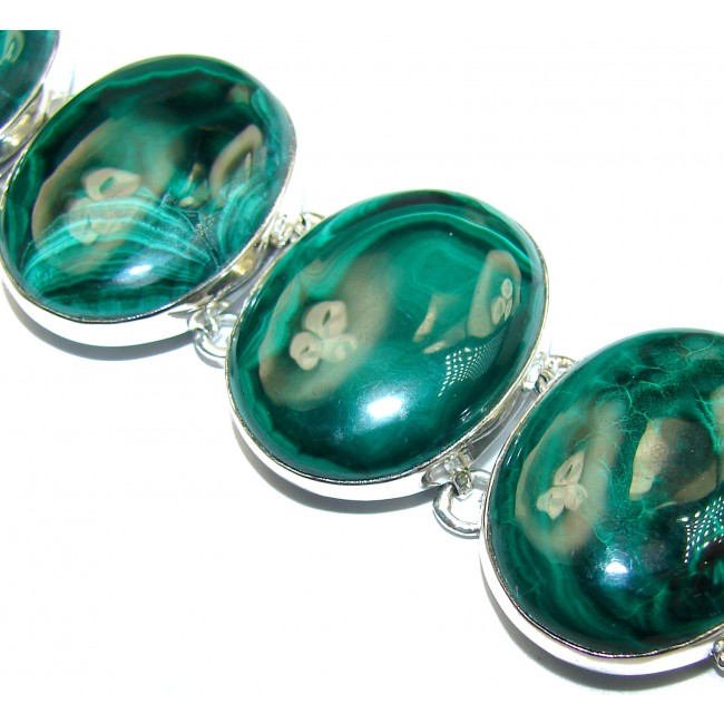 Green Wildness authentic Malachite .925 Sterling Silver handcrafted Bracelet